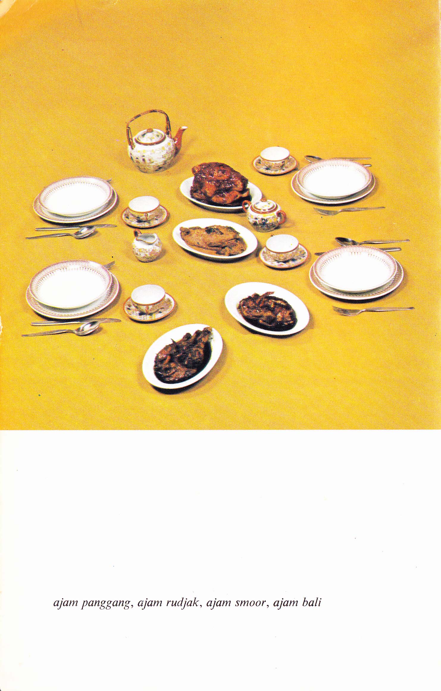 Pisang goreng, spekkoek, kuweh lapis, bua letchees. glazen: ice shanghai, tjendol